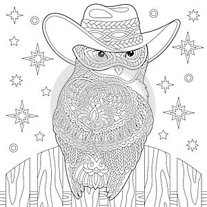 Zentangle owl coloring page