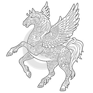 Zentangle pegasus horse