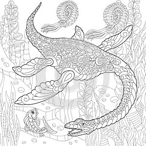 Zentangle plesiosaurus dinosaur photo