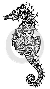 Zentangle seahorse vector