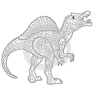 Zentangle spinosaurus dinosaur