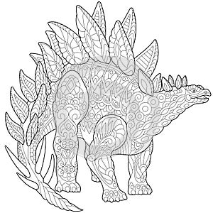 Zentangle stegosaurus dinosaur