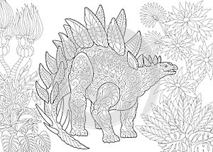 Zentangle stegosaurus dinosaur