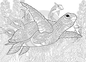 Zentangle stylized aquarium