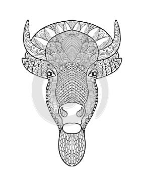 Zentangle stylized bull head