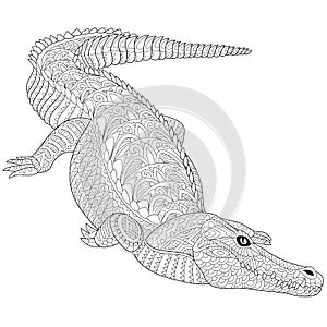 Zentangle stylized crocodile (alligator)