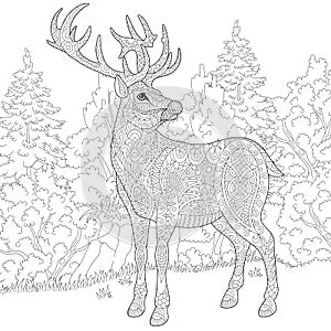Zentangle stylized deer
