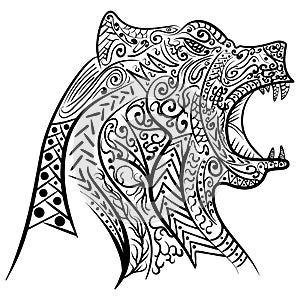 Zentangle stylized doodle vector of bear head. photo