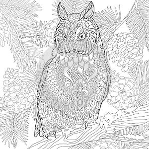 Zentangle stylized eagle owl