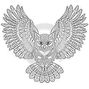 Zentangle stylized eagle owl photo