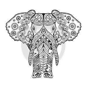 Zentangle stylized elephant.