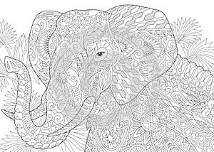 Zentangle stylized elephant