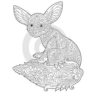 Zentangle stylized fennec fox