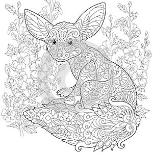 Zentangle stylized fennec fox