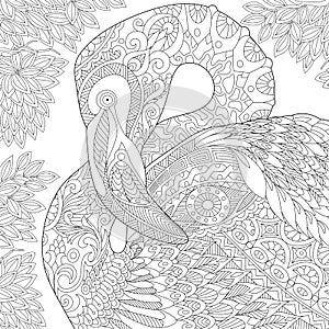 Zentangle stylized flamingo