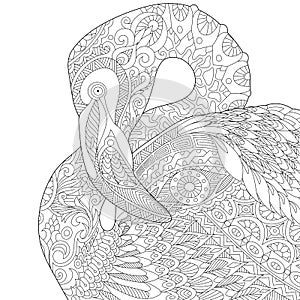 Zentangle stylized flamingo