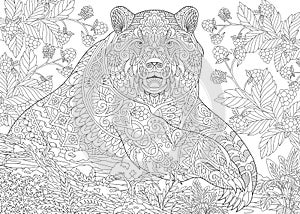 Zentangle stylized grizzly bear