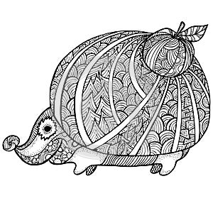 Zentangle stylized hedgehog. adult anti stress Coloring Page