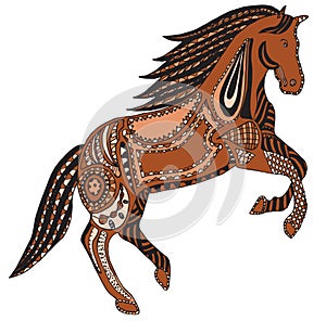 Zentangle stylized horse, swirl, illustration, vector, freehand