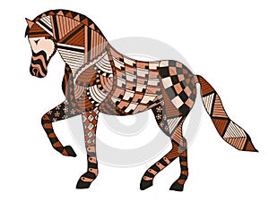 Zentangle stylized horse, swirl, illustration, vector, freehand