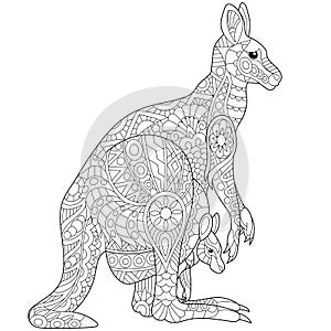 Zentangle stylized kangaroo photo