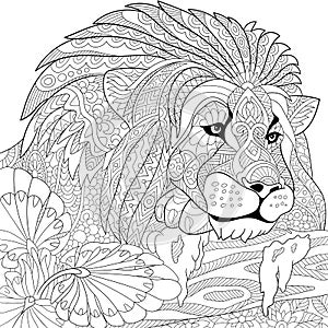 Zentangle stylized lion