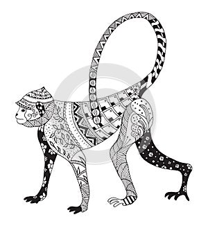 Zentangle stylized monkey, chinese zodiac