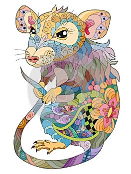 Zentangle stylized rat. Hand Drawn lace vector illustration