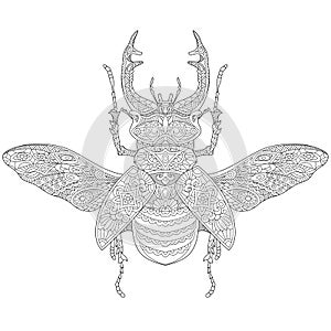 Zentangle stylized stag-beetle (Lucanus cervus)