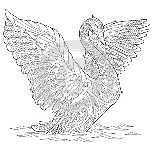 Zentangle stylized swan