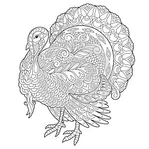 Zentangle stylized turkey bird