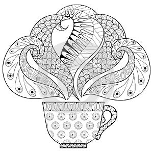 Zentangle stylized Ð¡up of tea with steam