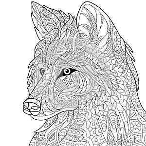 Zentangle stylized wolf