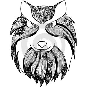 Zentangle stylized wolf. adult anti stress Coloring Page