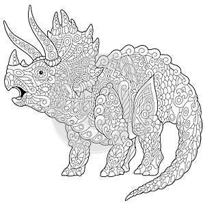 Zentangle triceratops dinosaur