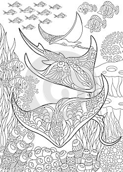 Zentangle underwater background