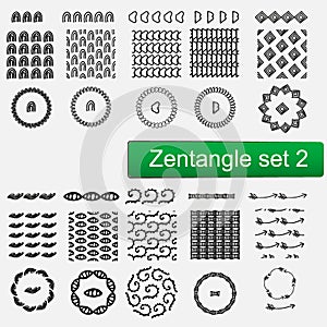 Zentangle Vector seamless patterns and brushes set 1, hand drawn frames Monochrome hipster prints, backgrounds