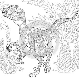 Zentangle velociraptor dinosaur photo