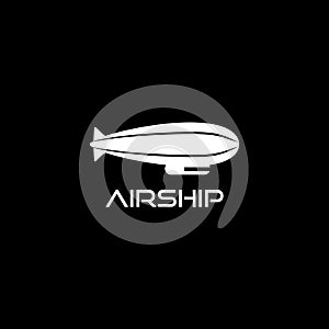 Zeppelin airship icon isolated on dark background