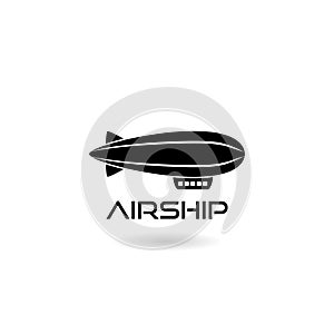 Zeppelin airship icon with shadow