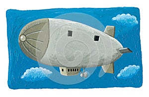 Zeppelin in the blue sky with clouds