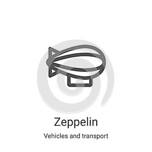 zeppelin icon vector from vehicles and transport collection. Thin line zeppelin outline icon vector illustration. Linear symbol