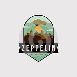 zeppelin plane or air balloon logo vector illustration design