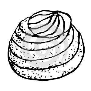 Zeppole Italian dessert vector illustration, hand drawing sketch