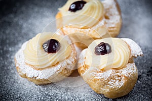 Zeppole, italian pastry from Puglia, South Italy