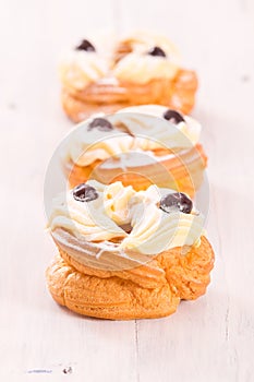 Zeppole with pastry cream.