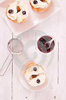 Zeppole with pastry cream. photo