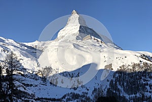 Zermatt Matterhorn and glacier view mountain winter snow landscape