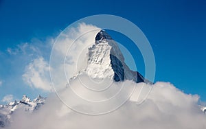 Zermatt Matterhorn view mountain winter snow landscape clouds