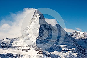 Zermatt Matterhorn view mountain winter snow landscape clouds